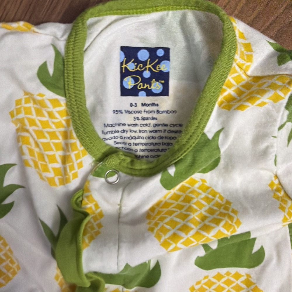 Kickee Pants Baby Girls 0-3 Months Ruffle Pineapple Romper Sleeper Outfit Bamboo - Picture 6 of 7